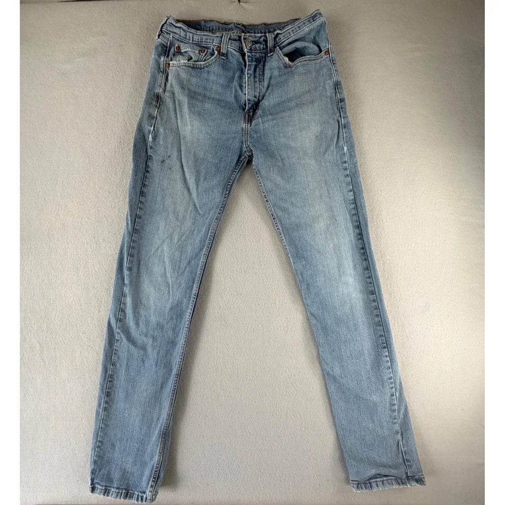 Levi 505 Regular Fit Straight Leg Jeans Light Wash Blue Denim Mens Size 32x34